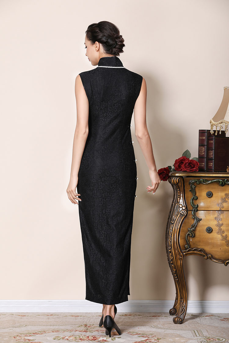 black lace long cheongsam dress black lace long cheongsam dress