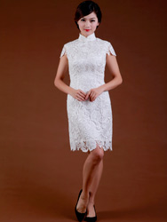 wihte lace short cheongsam 