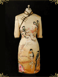 Golden silk cheongsam dress SCS98