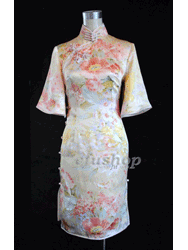 Pure peony silk cheongsam dress scs70