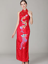 Red chinese wedding dress with dragon and phoenix2861