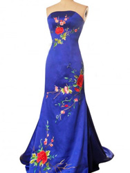 Royal blue silk fabric evening gown EGH85