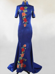 Royal blue silk fabric evening gown EGH86