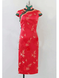 Red with golden bamboo cheongsam SCT219