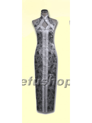Silver birds silk brocade cheongsam dress SCT152
