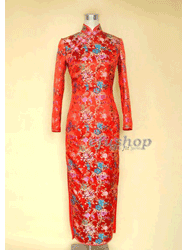 red floral cheongsam dress SCT189