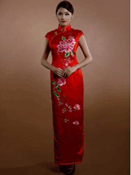 Big peony embroidery wedding cheongsam 01