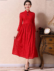 Red  A-skirt qipao dress