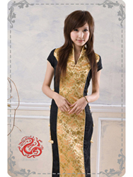 Black with golden brocade cheongsam SMS77
