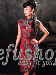 Red brocade Qipao SCT259