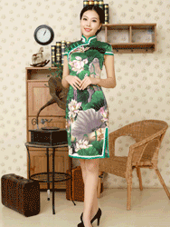 Green Lotus exquisite cheongsam