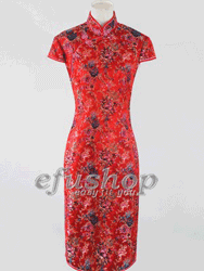 Red tapstry cheongsam dress. 